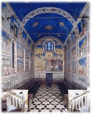 1)episodes in the lives of Joachim and Anna (1-6) 2)episodes in the Virgin Mary s life (7-13) 3)episodes recounting Christ s life and death The lower parts of the walls contain a series of frescoes