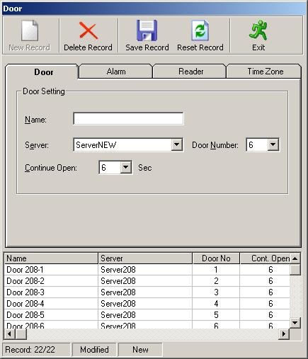 7. Managing Door Controller This section demonstrates how to create, modify, and delete door controller, and how to set the alarm, reader and time zone option through the use of Door Controller