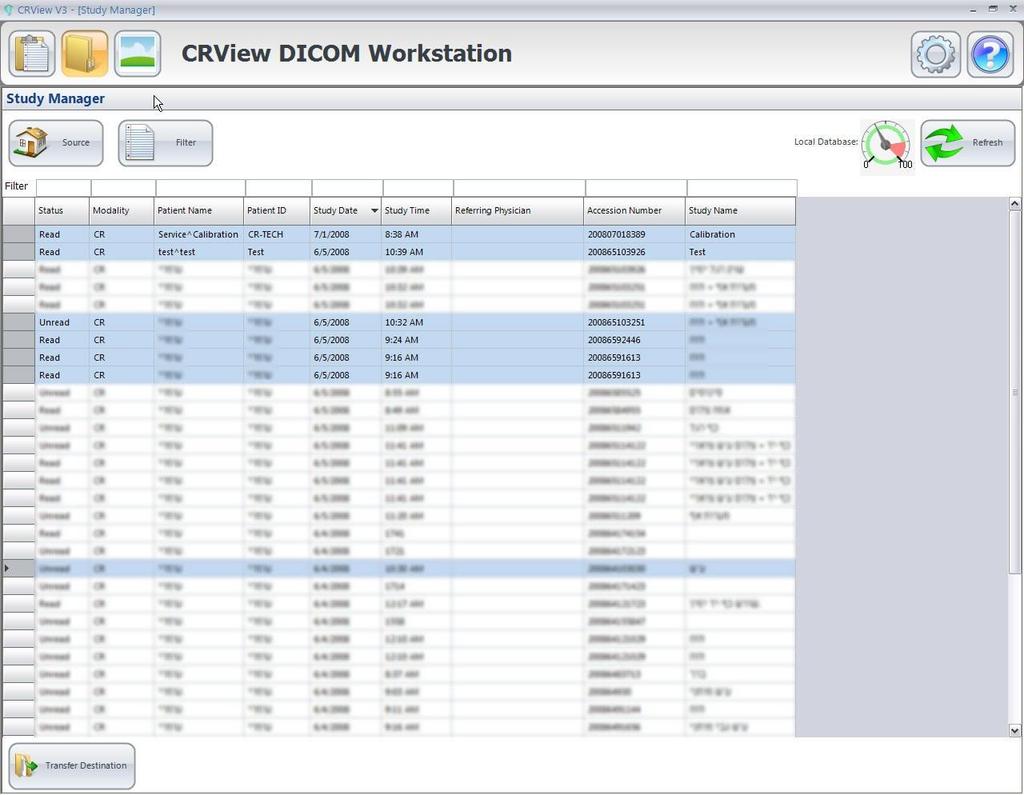 Burn CD and Backup To burn images on a CD and/or perform a back up of the images stored in the database of CRView, mark studies you want to burn from the study manager list, then press Burn CD.