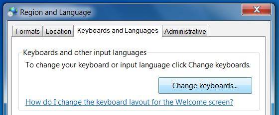 Click on Change keyboards.