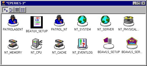 1. From the PatrolMainMap, open the computer window and verify that the PATROL for WebLogic icon is present, as shown in Figure 3-1.