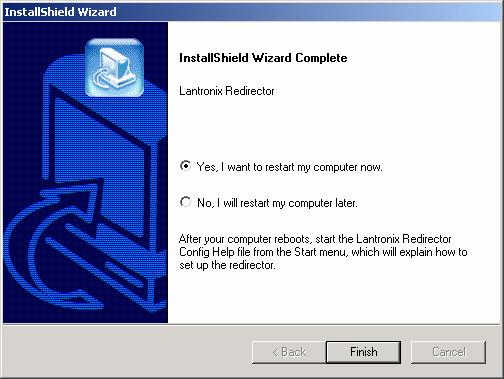 Click Finish to complete the installation and reboot