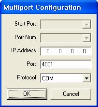 Chapter 4. Adding / Removing Ports Add Port Buttons Start COM: This option defines the first port to be displayed on the panel. 256 ports starting from the Start COM are displayed.