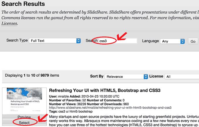 In the text body, you may locate Mashups> SlideShare Presentation 6.
