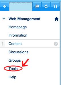 2.4 Create an Announcement Click on Tools in the sidebar and Locate Announcements on the page. OR you may expand Control Panel, and expand Course Tools in the sidebar to locate Announcements tool. 10.