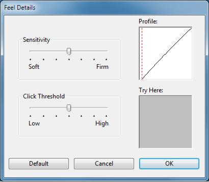 With your screen cursor positioned over an empty area of the control panel, press down on the pen display screen with your pen s eraser to test the current eraser feel setting.