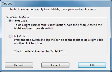 12 CUSTOMIZING TOOL BUTTONS Select the PEN tab to change the functions assigned to the side switches and tip of your pen. Select the function to perform when pressing the upper or lower side switch.