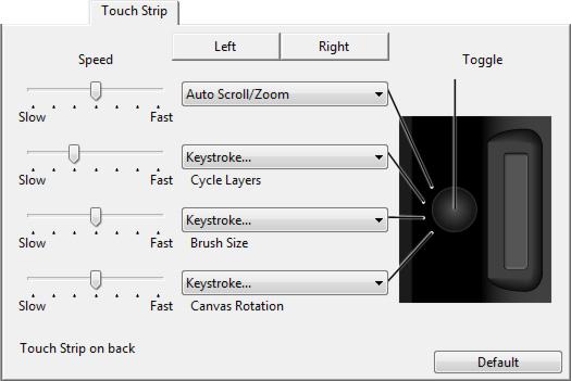 15 CUSTOMIZING THE TOUCH STRIPS When you select the TOUCH STRIP tab, the currently set Touch Strip functions are displayed.