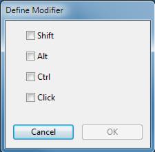 17 FUNCTION NAME MODIFIER... DESCRIPTION Enables you to simulate modifier key(s) (such as SHIFT, ALT, or CTRL for Windows, or SHIFT, OPTION, COMMAND, and CONTROL for Macintosh).