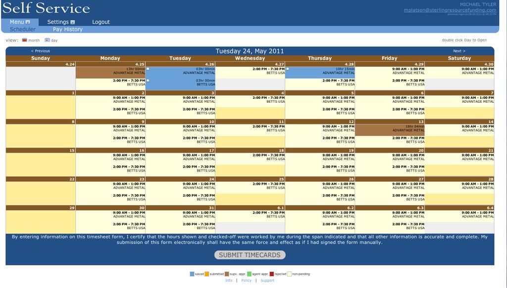 Day View The day view provides detailed information about your assignment and time-entry.