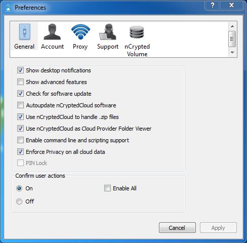 Preferences 2.1 General Before using ncrypted Cloud, it is important to make sure that your settings are properly adjusted.