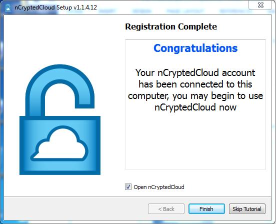 Once you accept ncrypted Cloud s Terms of Service, choose an install