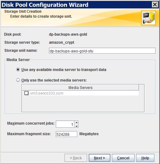 Changing cloud disk pool state 86 10 On Storage Unit Creation wizard panel, enter the appropriate information for the storage unit.