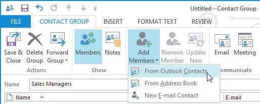 and begin the exercise at 2. 1. With Outlook open and the contacts list active in Card view, create a new contact group for the sales managers by completing the following steps: a.