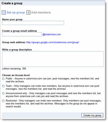 To create your group: 1. On your "My groups" page, click Create a group. You'll see the Create a group page: 2.