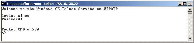 Deployment under Windows CE 6.0 Prof. Integrated Server> VNC server 2.