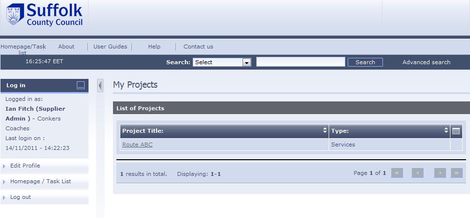 Click on the Project Title Click on Show Menu