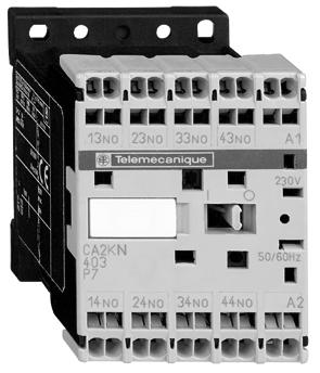210 Mini-control relays for d.c. control circuit.2 CA3-KN407pp pages /8 and /9 page /14 - Mounted on 35 mm 7 rails or Ø 4 screw connections. - Screws in open ready-to-tighten position.