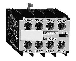 045 4 LA1-KN047 (1) 0.045 Electronic time delay contact blocks LA2-KT2p - Relay output with common point changeover contact, a or c 240 V, 2 A maximum - Control voltage: 0.85...1.1 Uc - Maximum switching capacity: 250 VA or 150 W - Operating temperature: - 10.