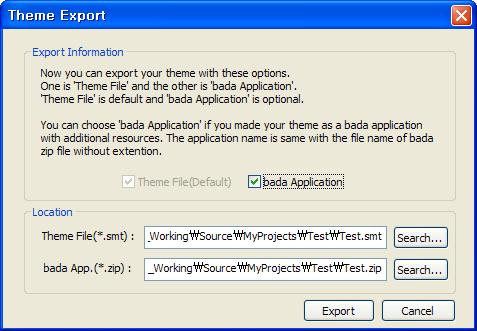 6.1.6 Step 6 Export If you click the Export Theme button on the Ribbon menu, you will see the dialog box to export your theme.