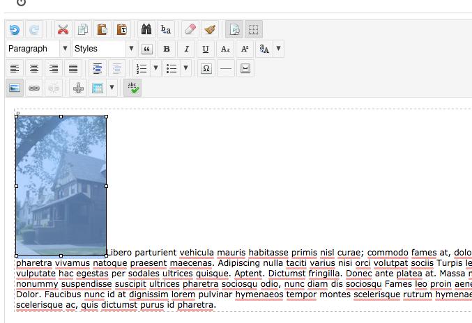 Working with the image in your Article Select image (You have to SELECT IT TO AFFECT IT!