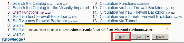 D.3. Windows with Internet Explorer CyberTools for Libraries Catalog Functions 2017-07-06 Copy your CyberTools URL to