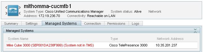 TMS will log into CUCM (as an application user) and return all registered CTS systems
