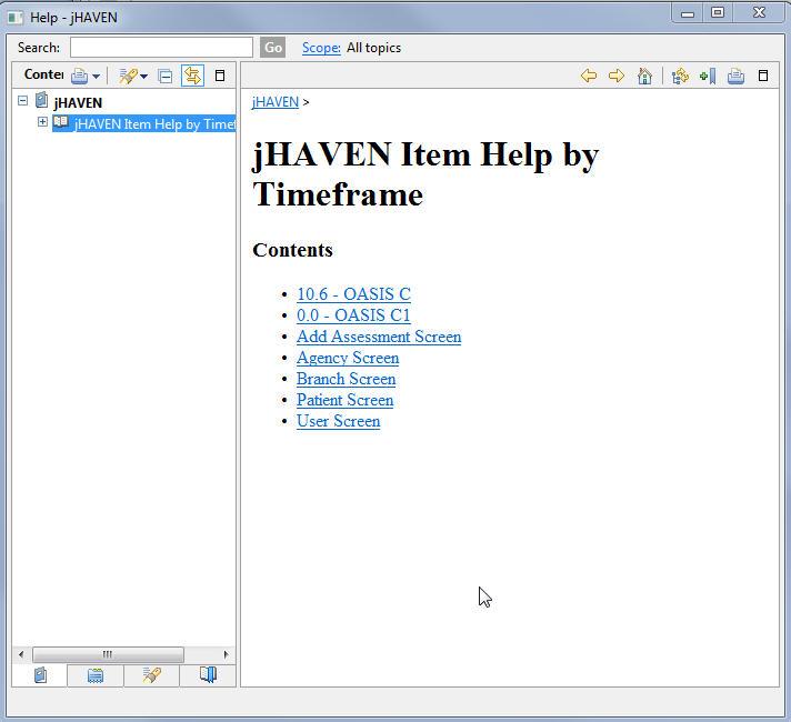Help Contents Clicking the bold jhaven heading, will display ALL help documents for the most current version of jhaven.