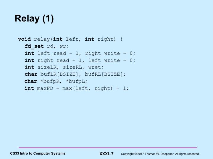 This and the next three slides give a more complete version of the relay program.