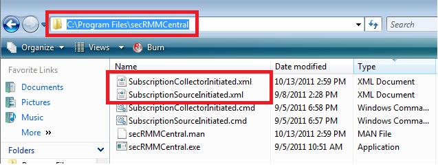 Figure 16 - secrmmcentral Installation directory Using a CMD window in Administrator mode, change into the directory where secrmmcentral