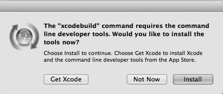 If command line tool is not installed, the following pop-up