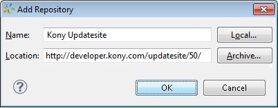 9. Upgrade Kony Studio Kony Studio Installation Guide - Mac 5. The Add Repository dialog appears.