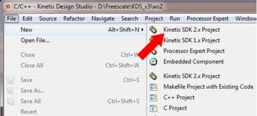 Run a demo using Kinetis Design Studio IDE 5.5 Create a new project 1.