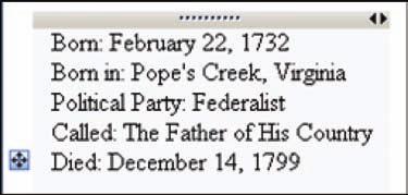 The note with the date of Washington s birth should be in the upper-left corner of the note-taking area. Click and drag the note that contains Washington s place of birth onto the bottom of that note.