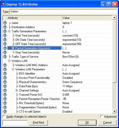28 Customizing Node Behavior Wireless Laptop Select node 1 and prepare it to function as wireless laptop Select the node, right click and choose Edit Attributes Set the node name to Laptop 1 Set the