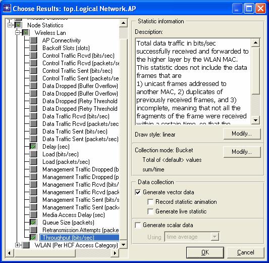 31 Selecting Performance Figures Right click on the access point (AP) node and select Choose Individual DES Statistics A window similar to the one shown on the side is displayed It lists all
