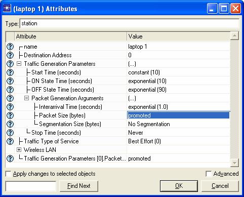 37 Attribute Promotion Attribute promotion is one method for allowing simulation parameters to take different values at the simulation execution stage On the project editor, click on the laptop 1