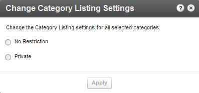 Managing Categories Change Category Listing The category listing is a category entitlement setting option that defines who can see the category's name and metadata in the application s category