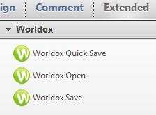 Click the green Worldox Quick Save button in Word, Excel or Adobe Reader to save a