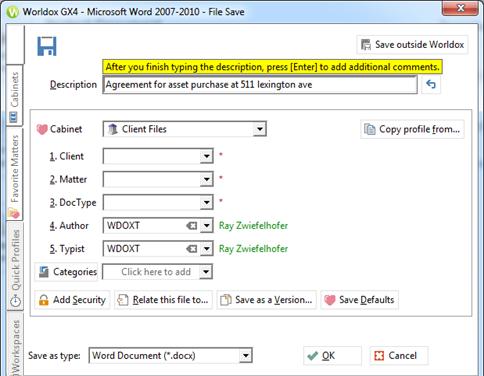 Tool Tips for New Methods Descriptive tool tips pop up when