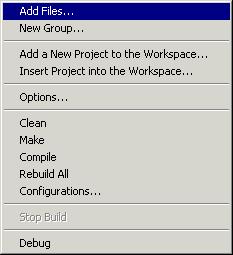 IAR Embedded Workbench IDE reference PROJECT MENU The Project menu provides commands for working with workspaces, projects, groups, and files, as well as specifying options for the build tools, and