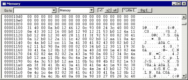 C-SPY windows MEMORY WINDOW The Memory window available from the View menu gives an up-to-date display of a specified area of memory and allows you to edit it.