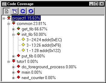 C-SPY Debugger IDE reference CODE COVERAGE WINDOW The Code Coverage window available from the View menu reports the status of the current code coverage analysis, that is, what parts of the code that