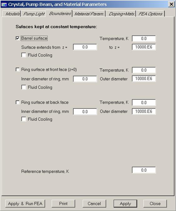 6 Defining and Analyzing an End Pumped Rod The entry Reference temperature is used with computation of thermal deformation and corresponds to the crystal temperature before heating.