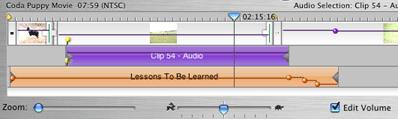 Extracted audio 25 Imported CD Track Editing the Length of an Audio Track If your audio clip is longer than you want, there are two ways you can shorten it: you can either split the audio clip and
