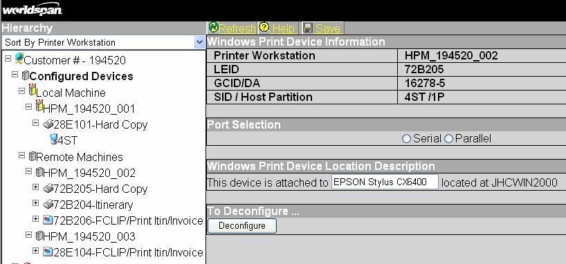 The second view from the same instance of HPM shows that Remote Machine HPM_194520_002 also uses the Epson Stylus 6400 to print Hardcopies.