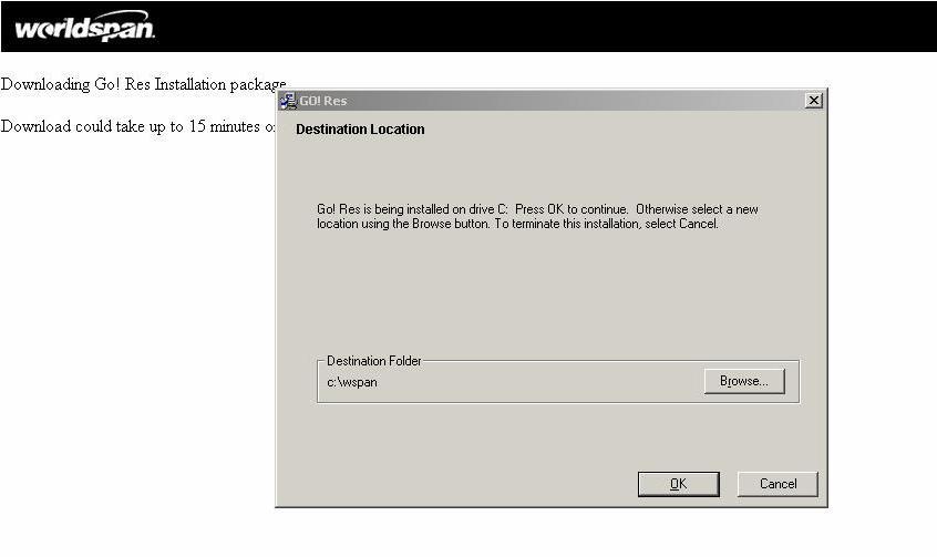 4. Leave the default installation folder of c:\wspan and click OK.