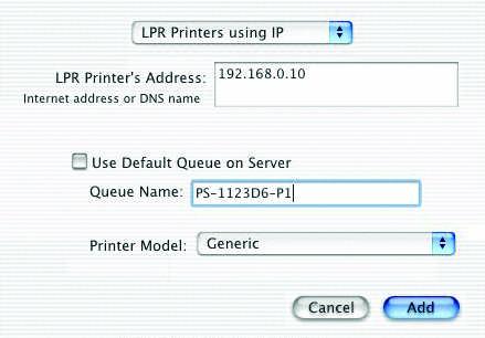 - AppleTalk: After selecting AppleTalk, the Port Name of the print server will be displayed. Select the Port to which the post-script printer is connected.