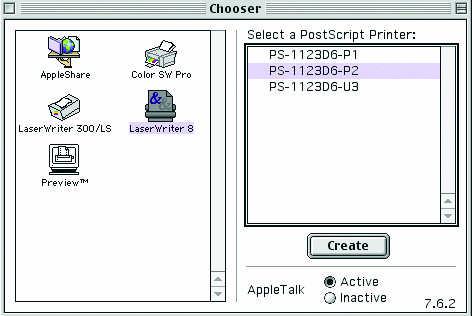 To print from MAC OS Client Workstations: The actual settings of selecting a PostScript printer connected to your print server may be different from the instructions provided in this section,