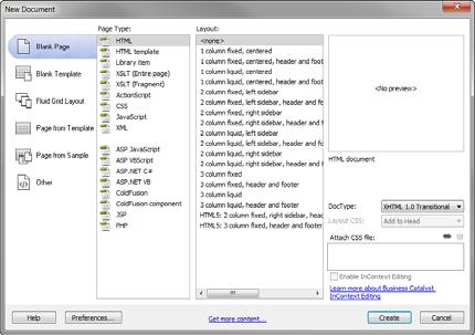 Adobe Dreamweaver To insert an AP div tag: 1. Start Dreamweaver. 2. Select File > New. The New Document dialog box opens (Figure 2). 3.